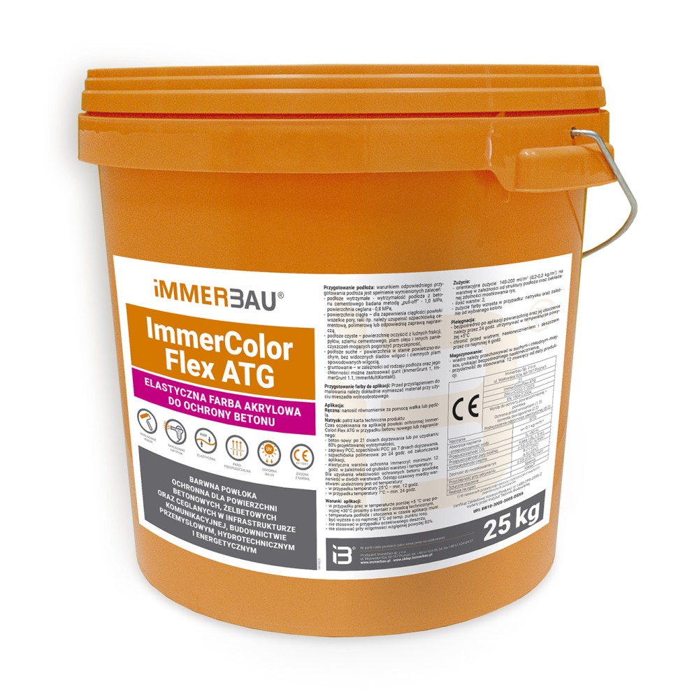 Farba ImmercolorFlex ATG - elastyczna farba akrylowa do ochrony betonu na zewnątrz - 25kg